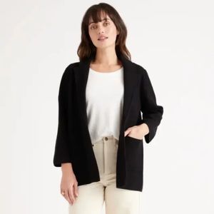Quince Black Organic Cotton Knit Blazer Jacket Long Sleeve Size Small NWT